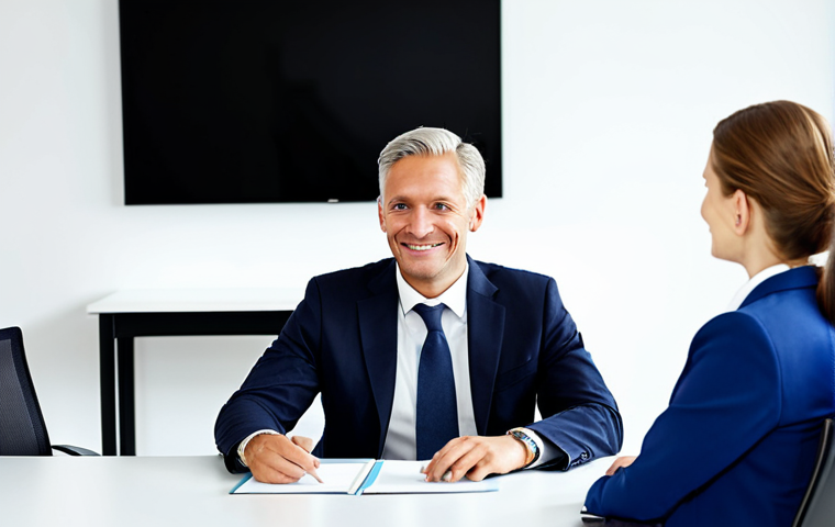 Cross-Cultural Business Meeting**

"A bright, modern office setting. Two professionals, one German and one American, are seated at a conference table. The German is wearing a tailored business suit, fully clothed, and has a serious, focused expression. The American is wearing business casual attire, also fully clothed, and has a relaxed, friendly smile. Documents are spread on the table. The scene conveys a sense of professional collaboration and mutual respect. Safe for work, appropriate content, professional setting, perfect anatomy, natural proportions, well-formed hands, proper finger count, modest clothing, family-friendly."

**