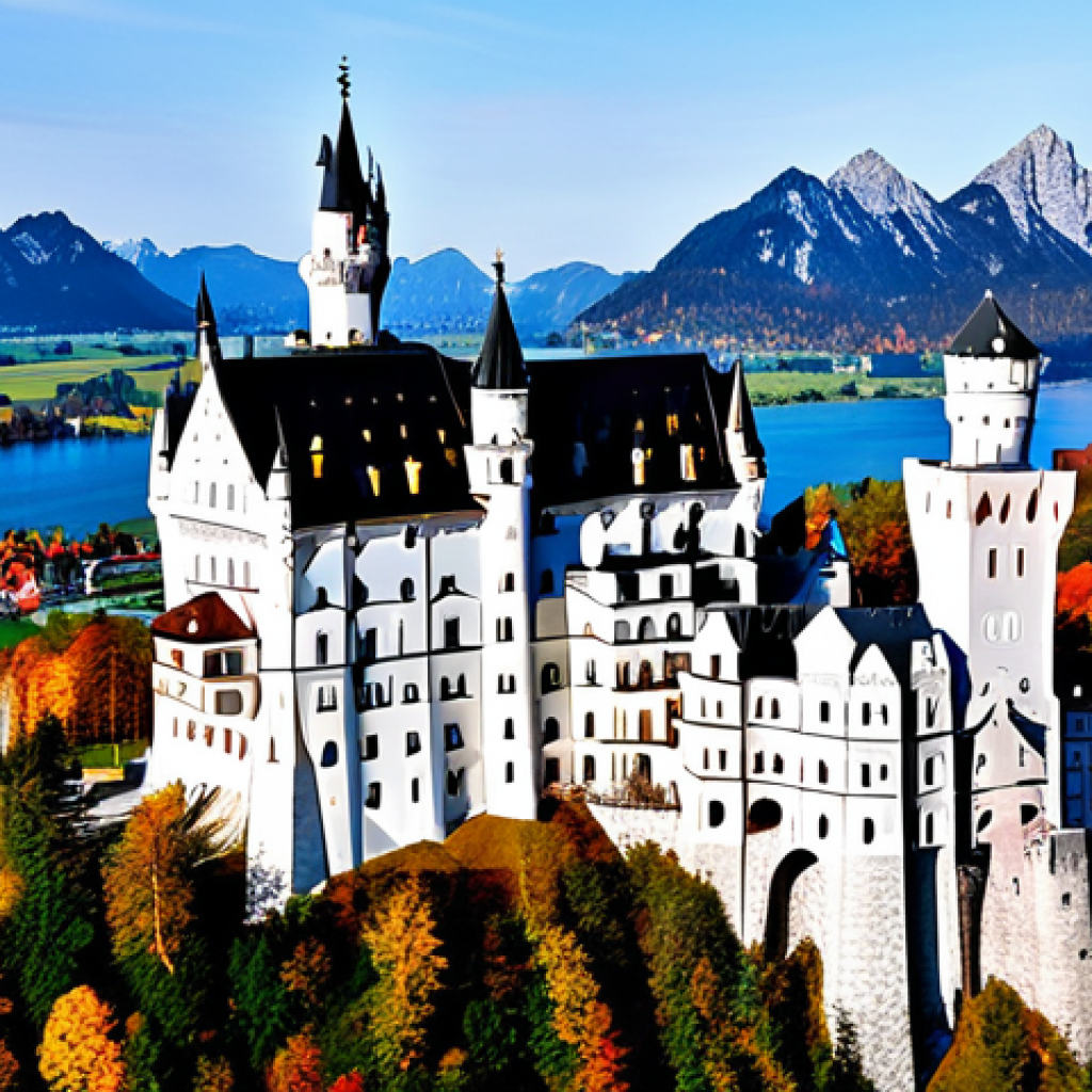 독일의 유명한 고성 여행 - Neuschwanstein Castle**

A breathtaking view of Neuschwanstein Castle in Bavaria, Germany, during au...