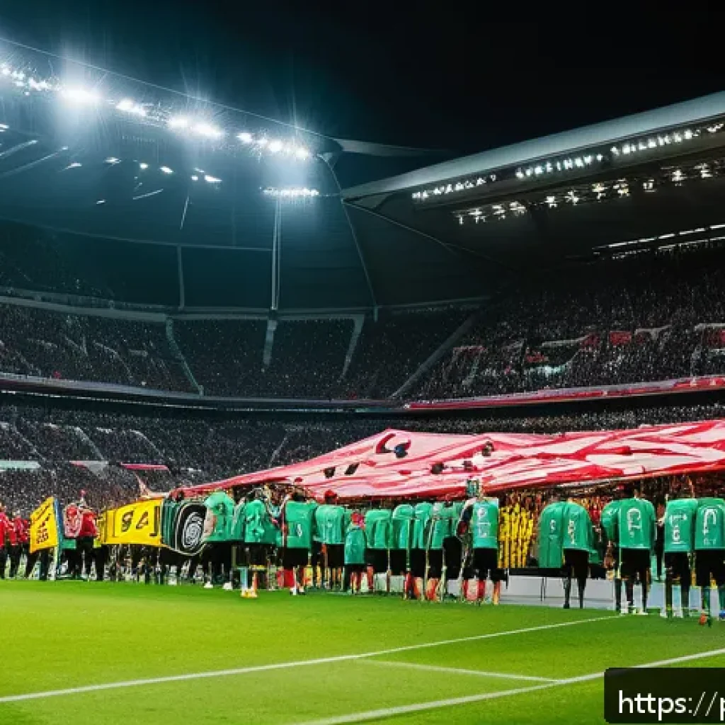 독일의 국민 스포츠 - A vibrant stadium scene during a Bundesliga match in Germany, capturing diverse fans of all ages wea...