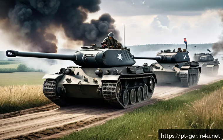 제2차 세계대전 독일 전황 - A highly detailed World War II battlefield scene depicting German Blitzkrieg tactics: fast-moving ta...