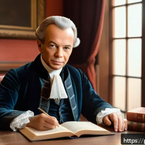 Home 32 독일 철학자와 사상 비교 - A sophisticated, intellectual portrait of Immanuel Kant depicted as a dignified 18th-century philoso...